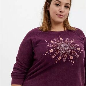 🎊Disney Tangled Mandala Grape Purple Mineral Wash Fleece Sweatshirt